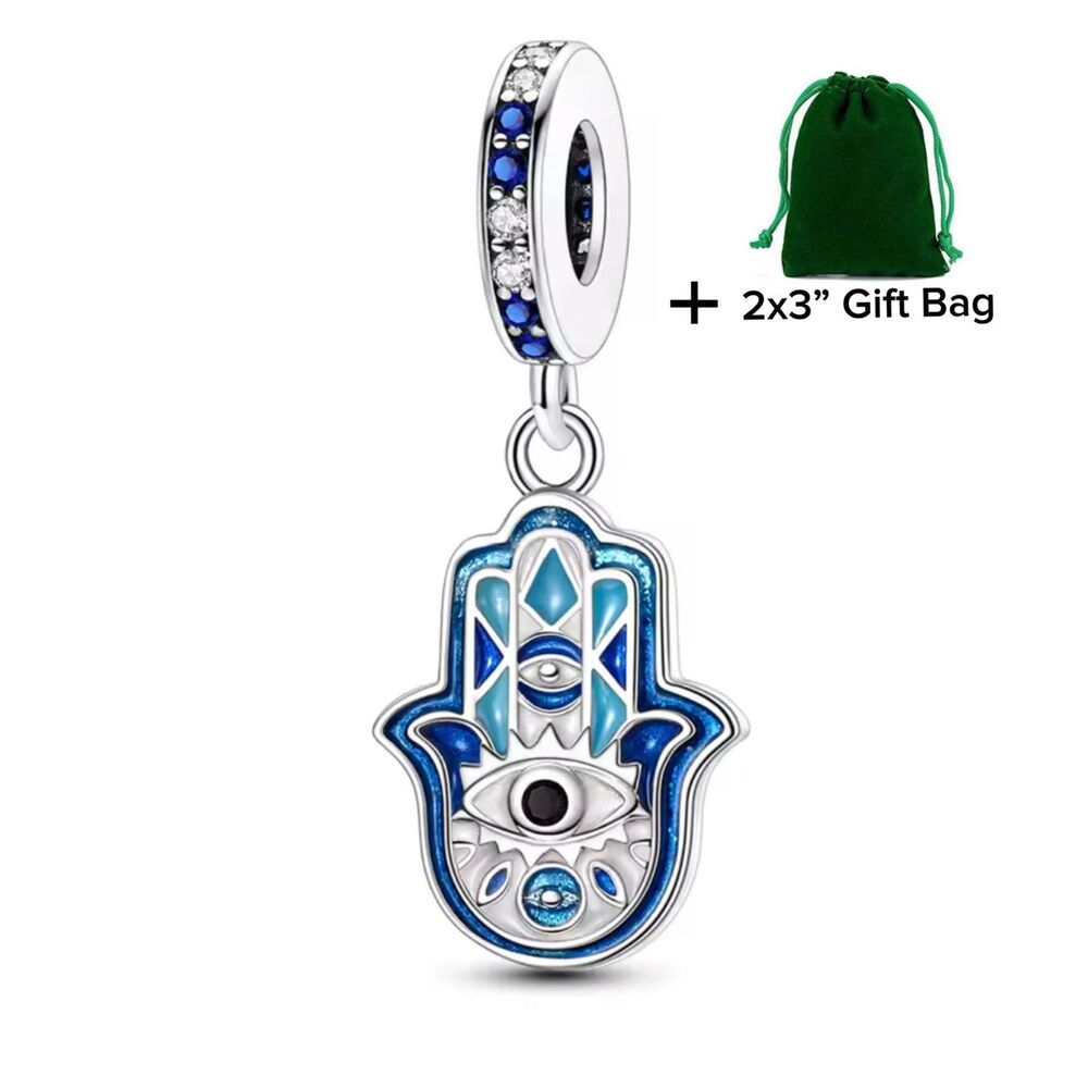 Hamsa Hand Dangle Charm | 925 Silver | Brand New